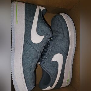 Nike Air Force 1 Sneakers - Dark Teal and White